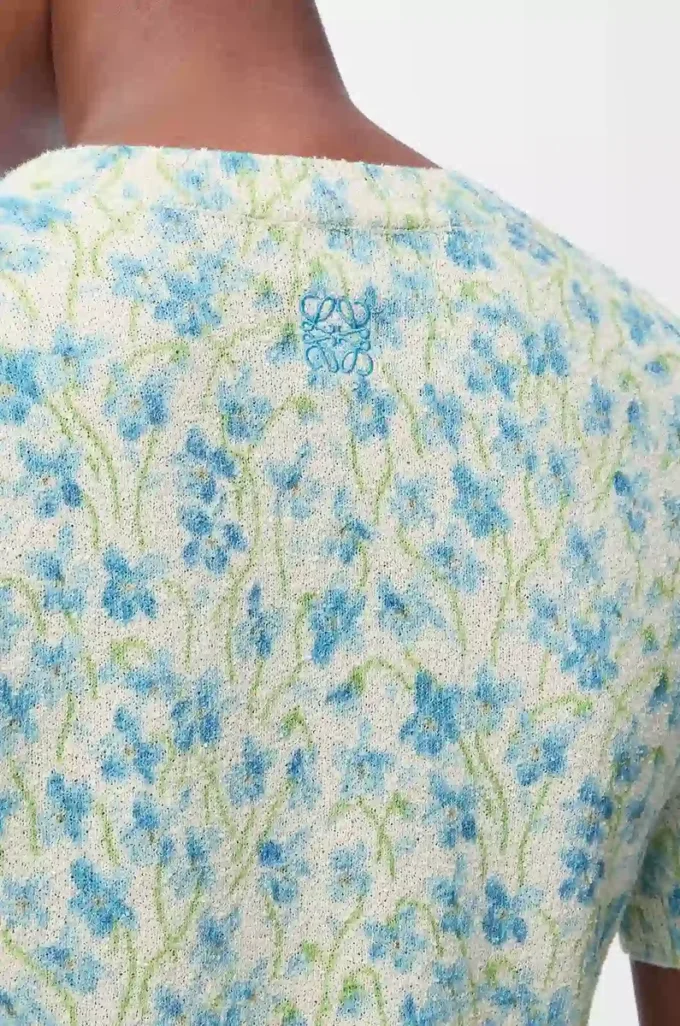 Maglione a maniche corte in misto cotone Bianco/Blu Maglione a maniche corte in misto cotone Bianco/Blu