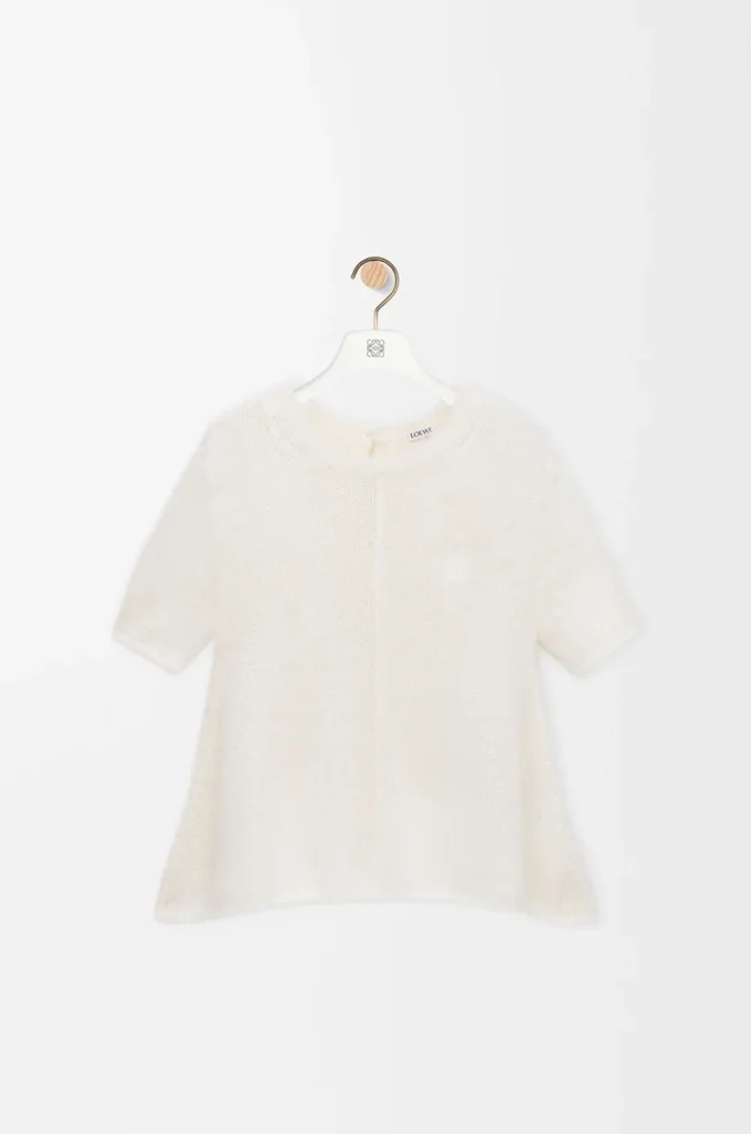 Maglione a maniche corte in misto mohair Bianco
