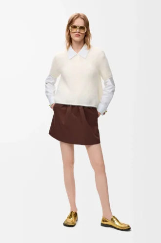 Maglione a maniche corte in misto mohair Bianco