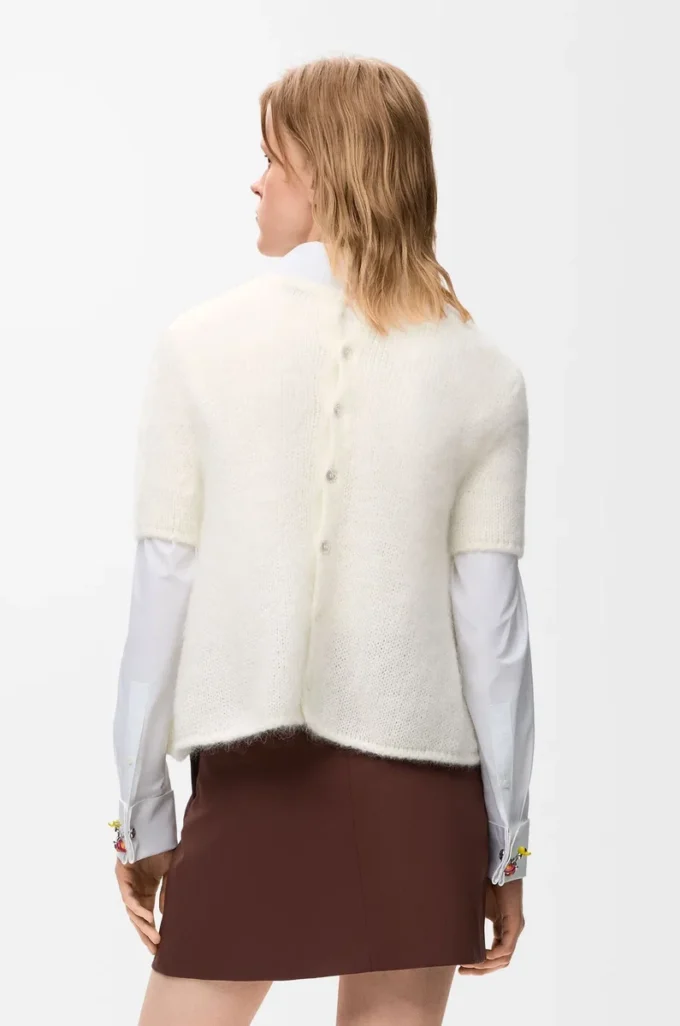 Maglione a maniche corte in misto mohair Bianco