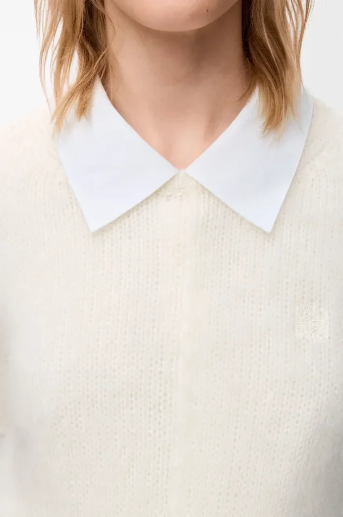 Maglione a maniche corte in misto mohair Bianco