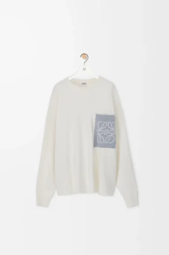 Maglione Anagram con tasca in misto cotone beige/grigio