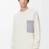 Maglione Anagram con tasca in misto cotone beige/grigio Maglione Anagram con tasca in misto cotone beige/grigio