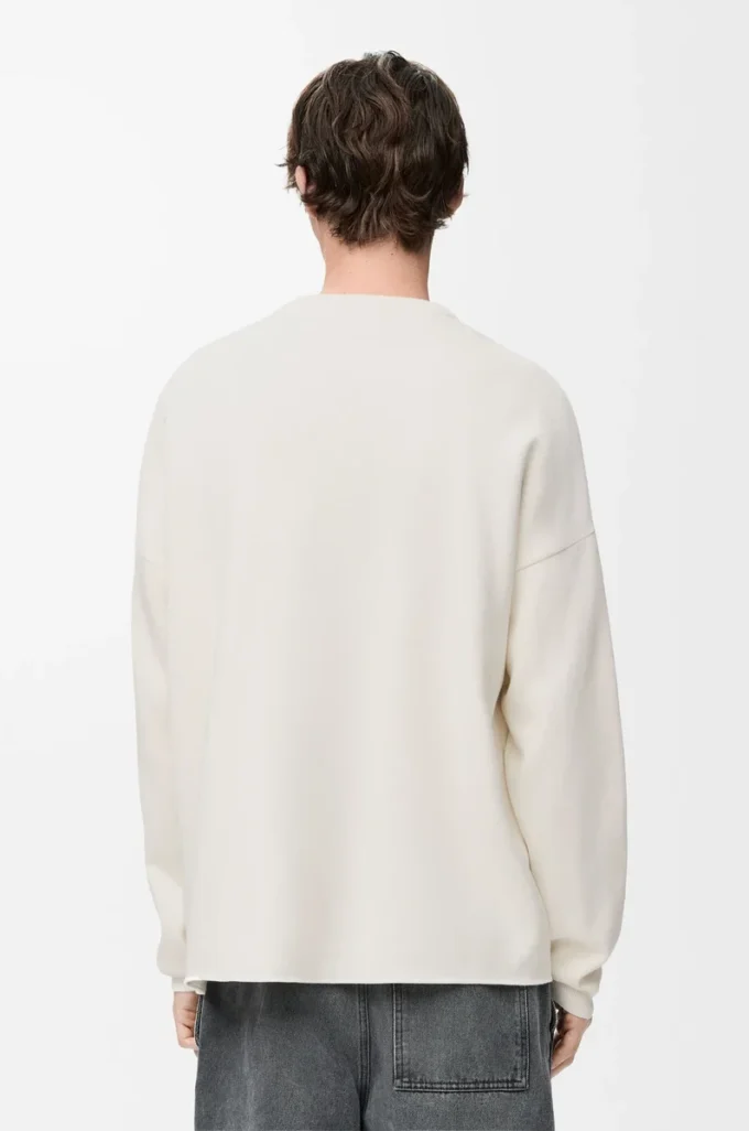 Maglione Anagram con tasca in misto cotone beige/grigio Maglione Anagram con tasca in misto cotone beige/grigio