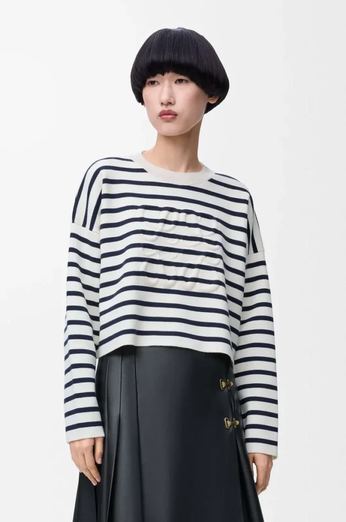 Maglione Anagram in lana Bianco sporco/Blu navy