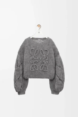 Maglione Anagram in mohair grigio melange