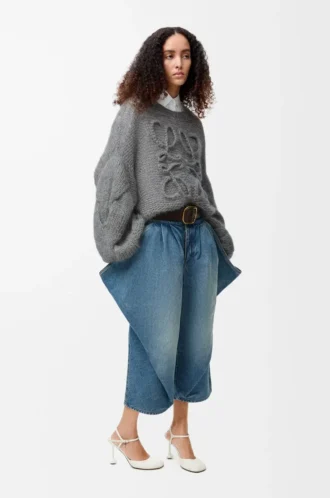Maglione Anagram in mohair grigio melange