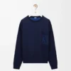 Maglione con tasca Anagram in misto cotone blu navy