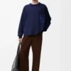 Maglione con tasca Anagram in misto cotone blu navy