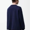 Maglione con tasca Anagram in misto cotone blu navy