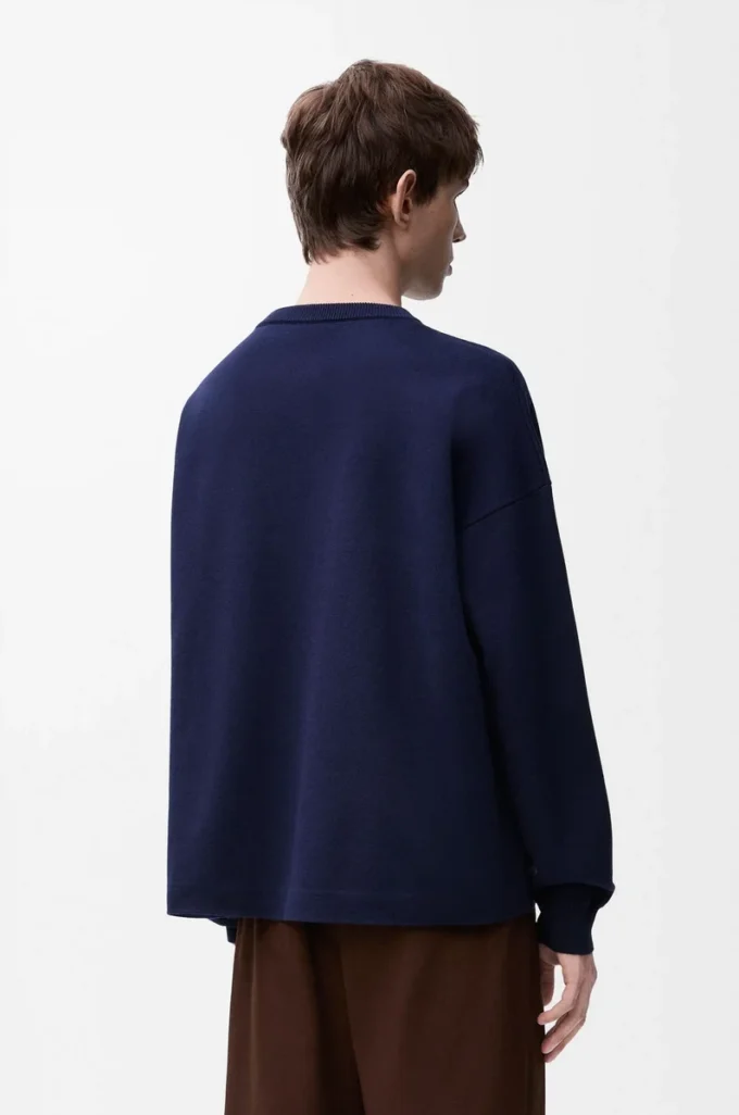 Maglione con tasca Anagram in misto cotone blu navy