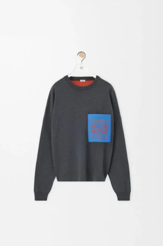Maglione con tasca Anagram in misto cotone Grigio/Blu