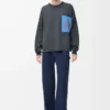 Maglione con tasca Anagram in misto cotone Grigio/Blu