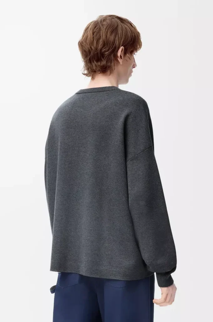 Maglione con tasca Anagram in misto cotone Grigio/Blu