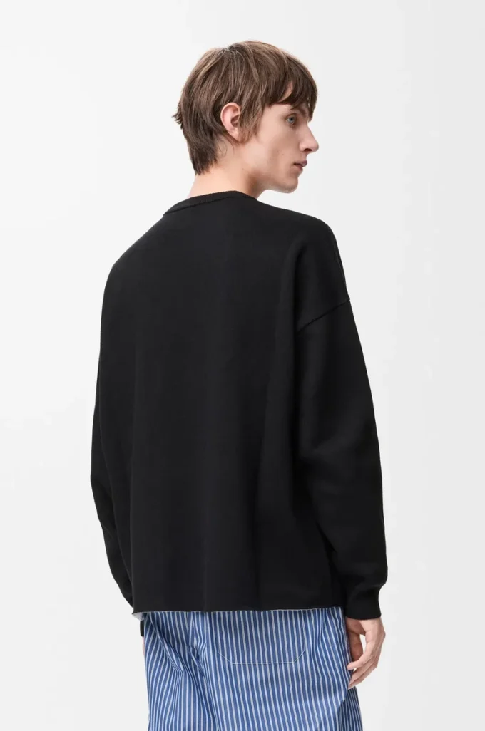 Maglione con tasca Anagram in misto cotone Nero/Bianco