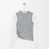 Maglione drappeggiato in cashmere Grigio/Bianco Maglione drappeggiato in cashmere Grigio/Bianco