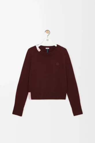Maglione in cashmere bordeaux/multicolore