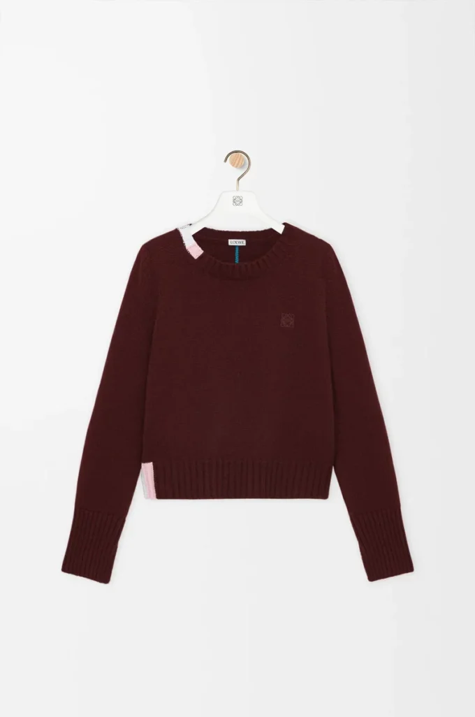 Maglione in cashmere bordeaux/multicolore Maglione in cashmere bordeaux/multicolore