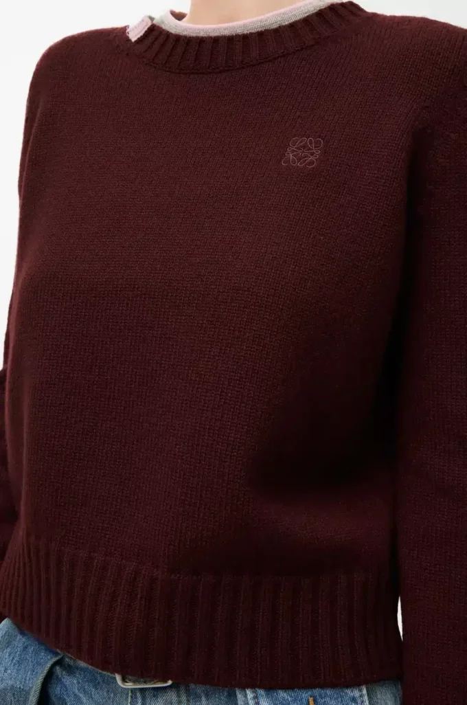 Maglione in cashmere bordeaux/multicolore Maglione in cashmere bordeaux/multicolore