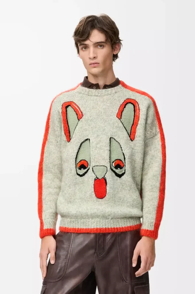 Maglione in lana Bianco/Arancione/Blu