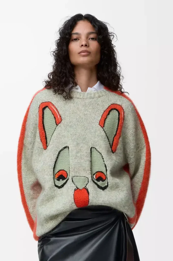 Maglione in lana Bianco/Arancione/Blu