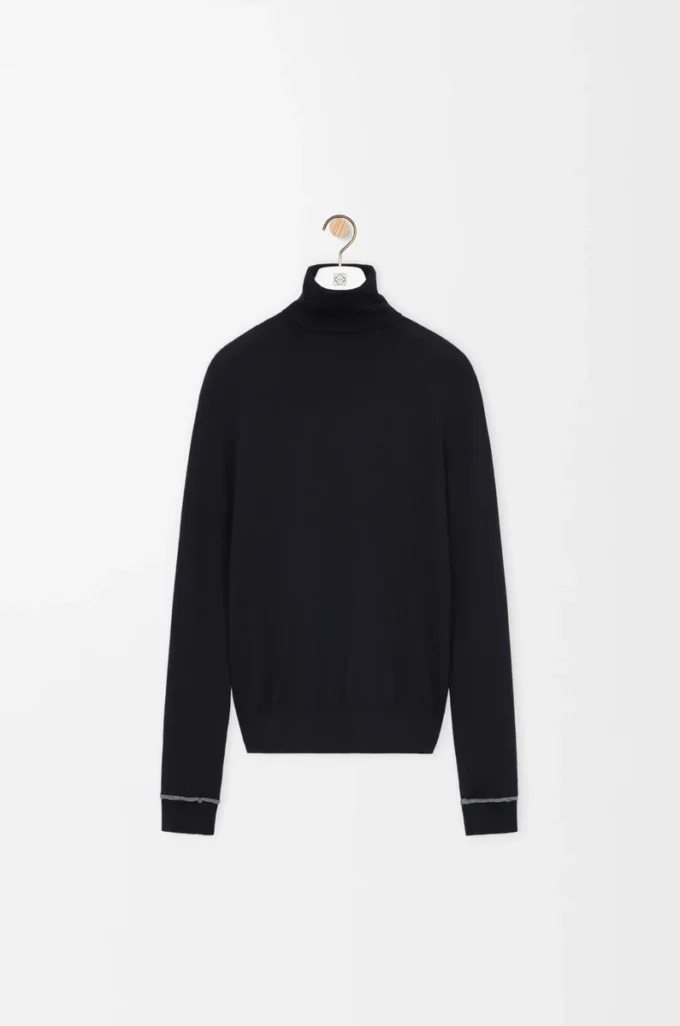 Maglione in lana blu navy/grigio