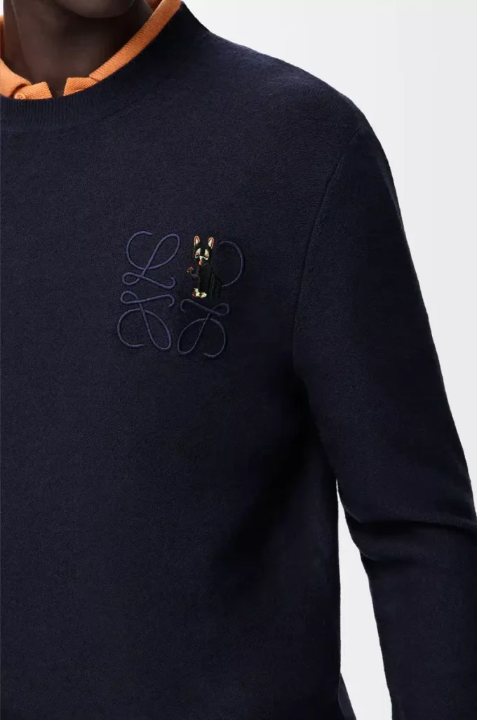 Maglione in lana blu navy scuro
