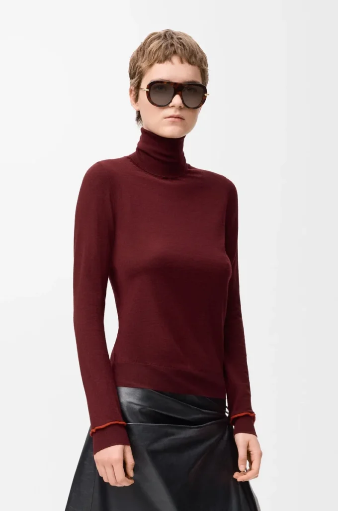 Maglione in lana bordeaux/arancione Maglione in lana bordeaux/arancione