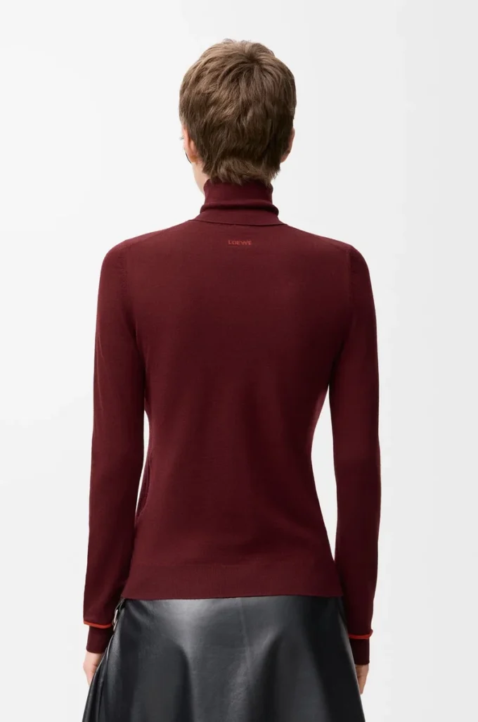 Maglione in lana bordeaux/arancione Maglione in lana bordeaux/arancione