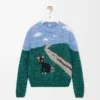 Maglione in lana e mohair blu/multicolore Maglione in lana e mohair blu/multicolore