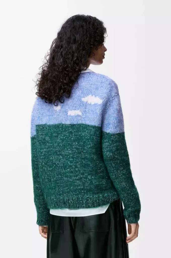 Maglione in lana e mohair blu/multicolore Maglione in lana e mohair blu/multicolore
