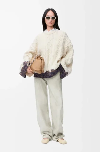 Maglione in lana Ecru/Marrone