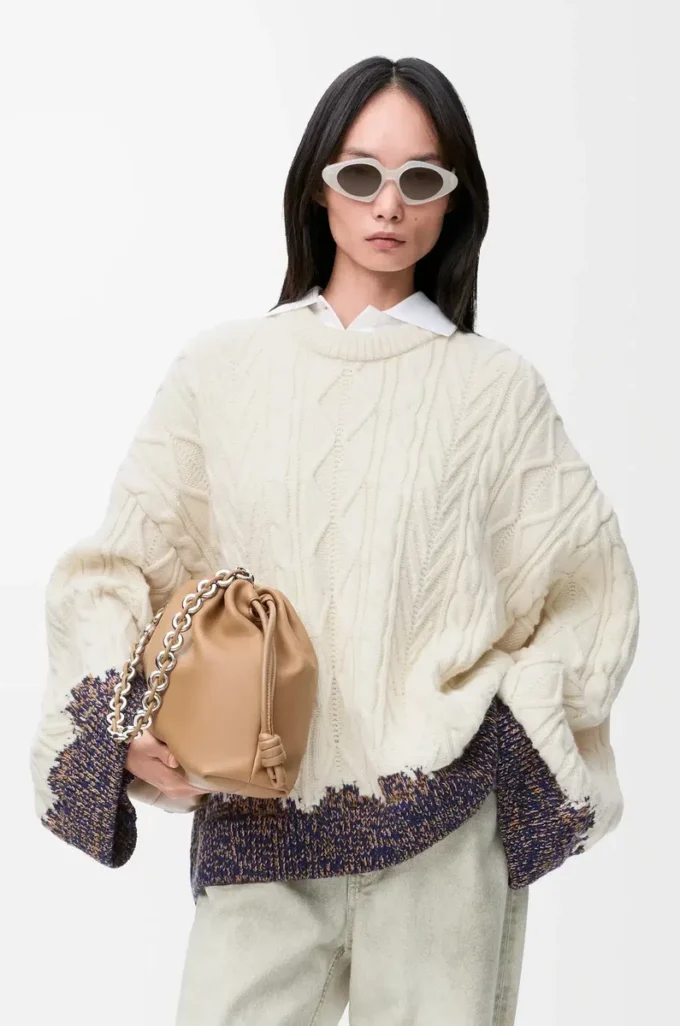 Maglione in lana Ecru/Marrone Maglione in lana Ecru/Marrone