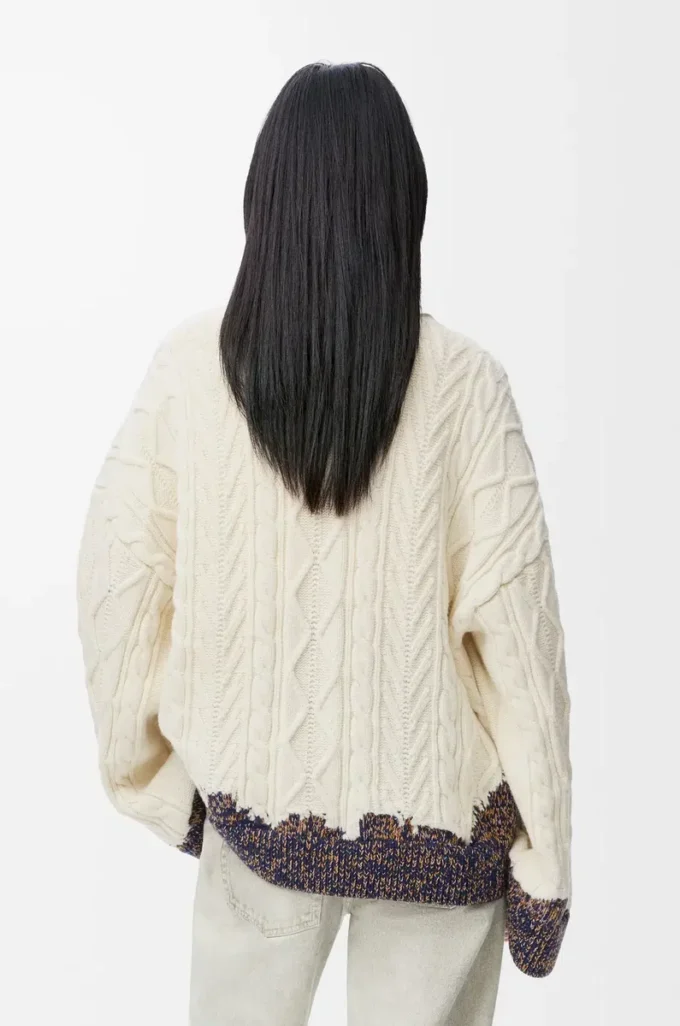 Maglione in lana Ecru/Marrone Maglione in lana Ecru/Marrone