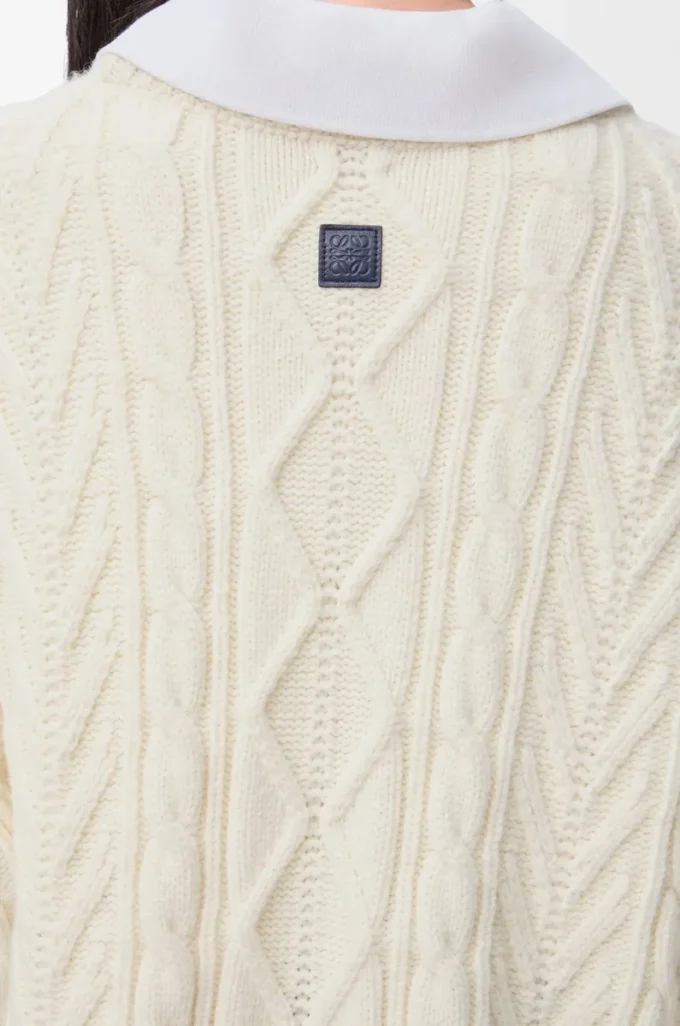 Maglione in lana Ecru/Marrone Maglione in lana Ecru/Marrone