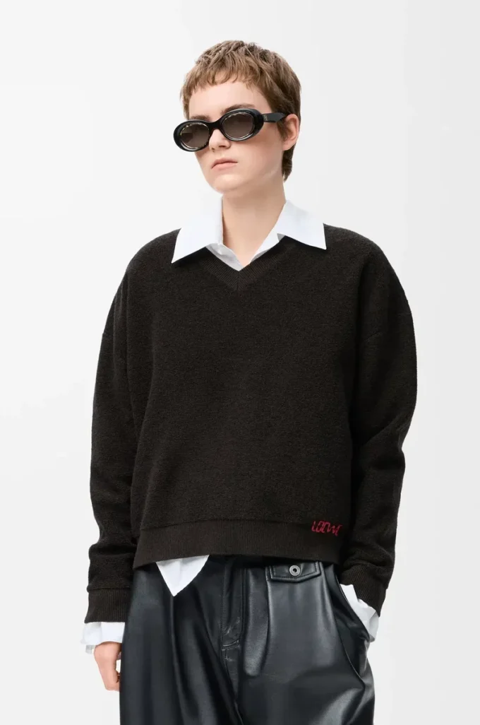 Maglione in lana verde kaki