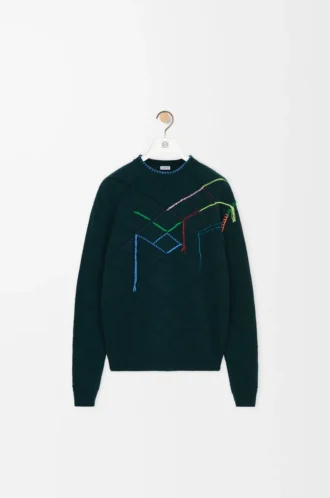 Maglione in lana Verde scuro/Multicolore