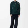 Maglione in lana Verde scuro/Multicolore