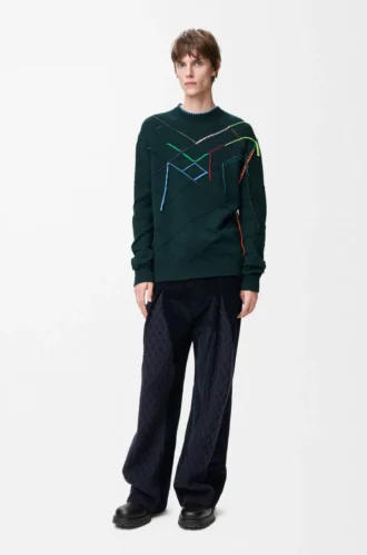 Maglione in lana Verde scuro/Multicolore