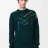 Maglione in lana Verde scuro/Multicolore