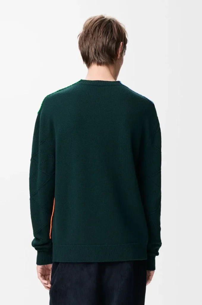 Maglione in lana Verde scuro/Multicolore