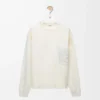 Maglione in misto cotone bianco/grigio chiaro