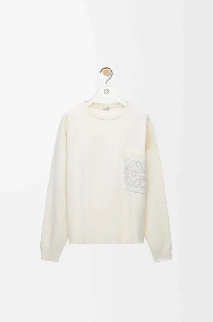Maglione in misto cotone bianco/grigio chiaro