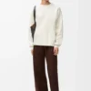Maglione in misto cotone bianco/grigio chiaro