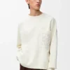 Maglione in misto cotone bianco/grigio chiaro