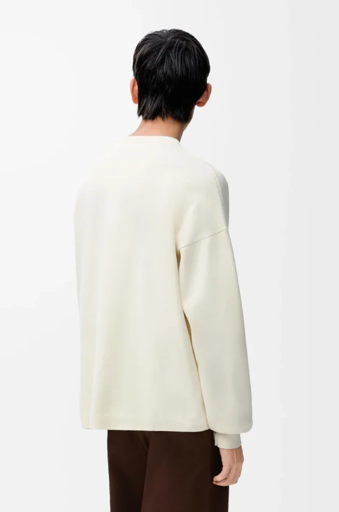 Maglione in misto cotone bianco/grigio chiaro