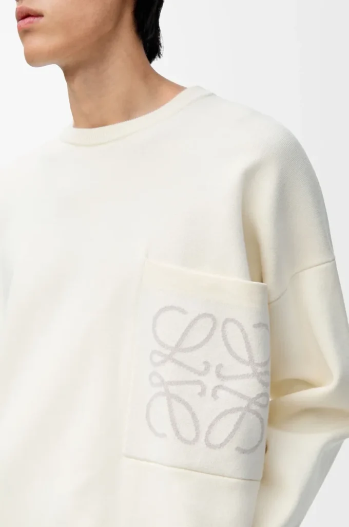 Maglione in misto cotone bianco/grigio chiaro