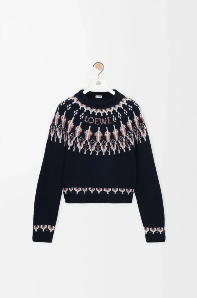 Maglione in misto lana Blu navy/Multicolore Maglione in misto lana Blu navy/Multicolore