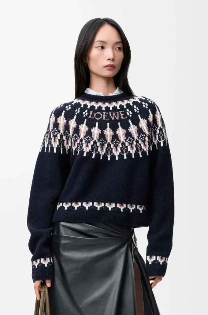 Maglione in misto lana Blu navy/Multicolore Maglione in misto lana Blu navy/Multicolore