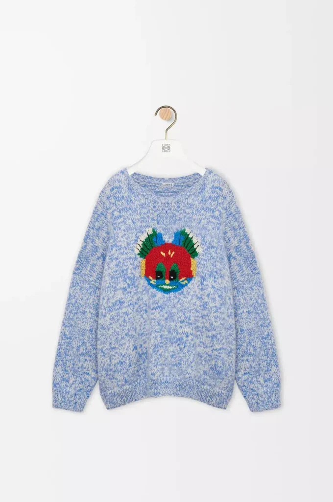 Maglione in misto lana e mohair Blu/Bianco Maglione in misto lana e mohair Blu/Bianco